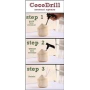 CocoDrill Coconut Opener Tool + 3 Reusable Straws Stainless Steel Drinking Straw + Cleaner Eco Friendly, SAFE, NON-TOXIC