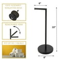 thumbnail image 4 of Modern Black Freestanding Toilet Paper Dispenser and Reserve with Folding Arm for Compact Bathrooms, 4 of 6