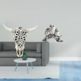 thumbnail image 2 of Escultura de pared de calavera,Estatua de resina con cabeza de vaca para decoración de pared y hogar,Adornos de diseño de patrón de decoración de pared de cabeza de vaca,Figuras de, 2 of 8