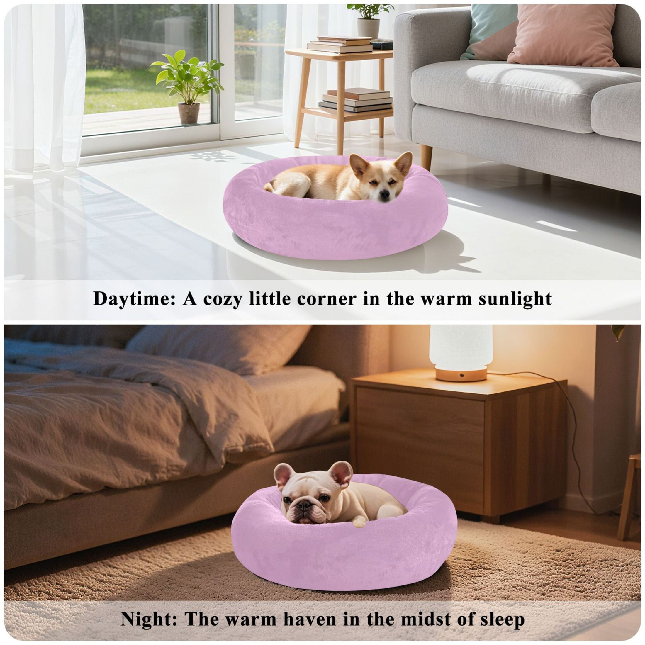 Iauyy Pet Couch Donut Cat Bed for Indoor Cats/Small Dogs Washable & Machine with Non-slip Bottom Calming Cat Furniture, Clean and Minimalist Colors (M)
