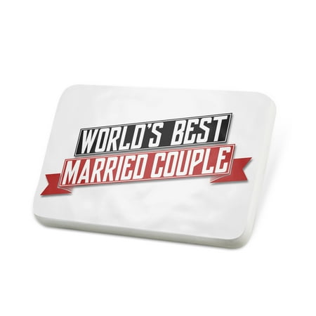 Porcelein Pin Worlds Best Married Couple Lapel Badge –