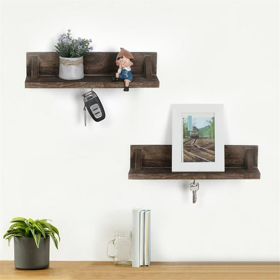 2 Peices Floating Shelf & Magnetic Key Hook Wall Mounted Holder Rack