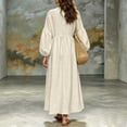 thumbnail image 4 of Sheghy Summer Dresses for Women 2026 Autumn Winter Deep V Neck Flowy Relaxed Fit Boho Midi Dress Beige XXL, 4 of 7