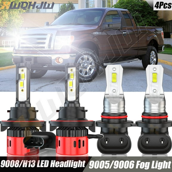 For Ford F-150 2008-2011 LED Headlight Bulbs 9008/H13 Hi/Lo Beam   9145 Fog Light Pack of 4
