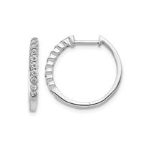 1/4 Carat (Ctw) Diamond Huggie Hoop Earrings in 14K White Gold (2/3 inch) for Women