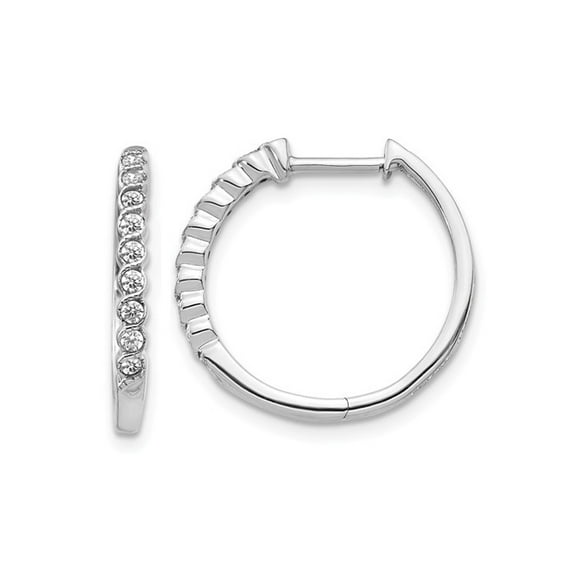1/4 Carat (Ctw) Diamond Huggie Hoop Earrings in 14K White Gold (2/3 inch) for Women