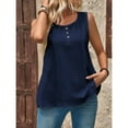 thumbnail image 6 of Uooqdmx Linen Tank Tops for Women, Gauze Shirts for Women, Plain Tank Tops for Women, Loose Fitting Tank Tops for Women, Sleeveless Tunic Tops for Women, Navy XL, 6 of 7