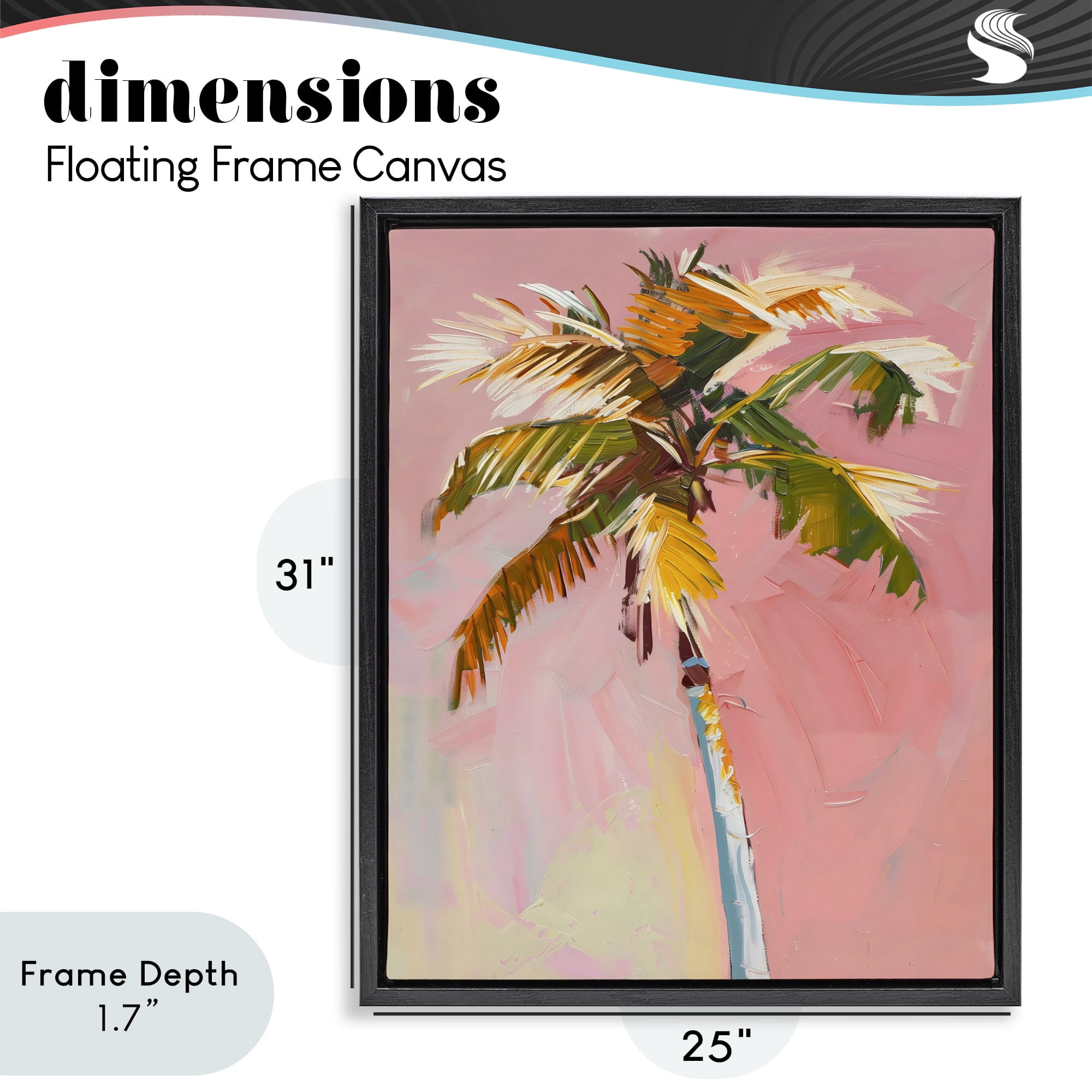 Stupell Industries Pink Palm Summer Oasis Black Framed Floater Canvas Wall Art, design by The Prints Vibe