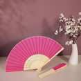thumbnail image 2 of Efavormart 5 Pack Fuchsia Asian Silk Folding Birthday Banquet Event Wedding Party Favor Fans, 2 of 5
