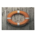 thumbnail image 1 of Coastal Cutting Board, Attached to a Wooden Wall Hardwood with Grunge Rustic Aged Look Print, Decorative Tempered Glass Cutting and Serving Board, Large Size, Tan Orange White, by Ambesonne, 1 of 1
