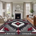 thumbnail image 2 of Boho Red Grey Large Area Rugs for Bedroom Living Room, Soft Non Slip Carpet Bedside Rug, Geometric Southwestern Retro Ethnic Rectangular Floor Cover Kitchen Accent Rug 8'x10' for Dining Room/Office, 2 of 9