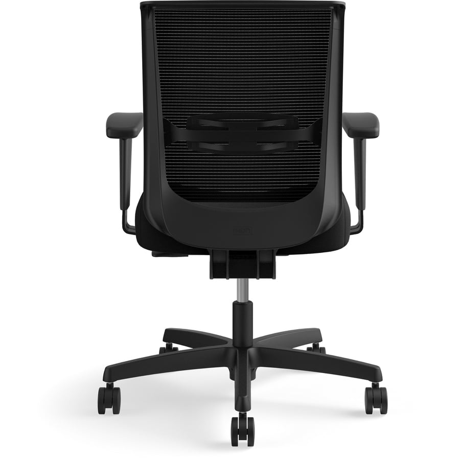 HON Convergence Ergonomic Office Chair, Breathable Back Support Mesh, Adjustable Arms, Computer Chair with Lumbar Support, Rolling Swivel Wheels, Comfortable Synchro-Tilt Recline, Fabric, Black