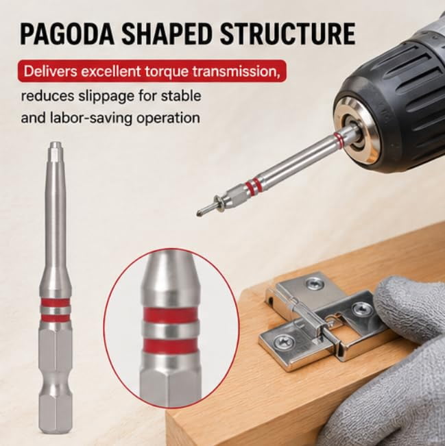 6-Piece Pagoda Shaped Drill Bit, Pagoda Hex High-Magnetic Screwdriver Bit Set, One Single Tool Firmly Fastens Nuts from 1.5mm to 6mm, Compatible with Drills and Wrenches (12PCS)