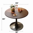 thumbnail image 2 of Newest Large Round Pedestal Table,Walnut MDF Top with Cylinder Metal Base for Kitchen or Office, 2 of 13