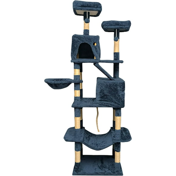 Torre para Gatos Bluelander 2 M Hamaca Rascador Múltiples Niveles Azul