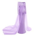 thumbnail image 3 of IBTOM CASTLE Pregnant Women Elegant Maternity Off Shoulders Half Circle Mermaid Chiffon Fitted Gown Slim Maxi Photography Dress XL Light Purple, 3 of 5