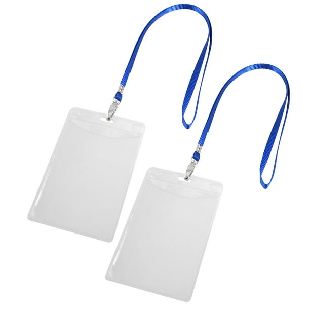Unique Bargains Plastic Vertical Id Badge Card Holder Clear 2 Pcs W Detachable Neck Lanyard Other Others