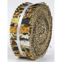 Soimoi 40Pcs Floral Artistic Print Precut Fabrics Strips Roll Up 1.5x42inches Cotton Jelly Rolls For Quilting - Light Brown