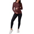 thumbnail image 2 of INSPIRE CHIC Maternity Slim Fit Shirt Stretchy Long Sleeve T-Shirts Thumbholes Round Neck Pregnancy Yoga Top S Dark Red, 2 of 6