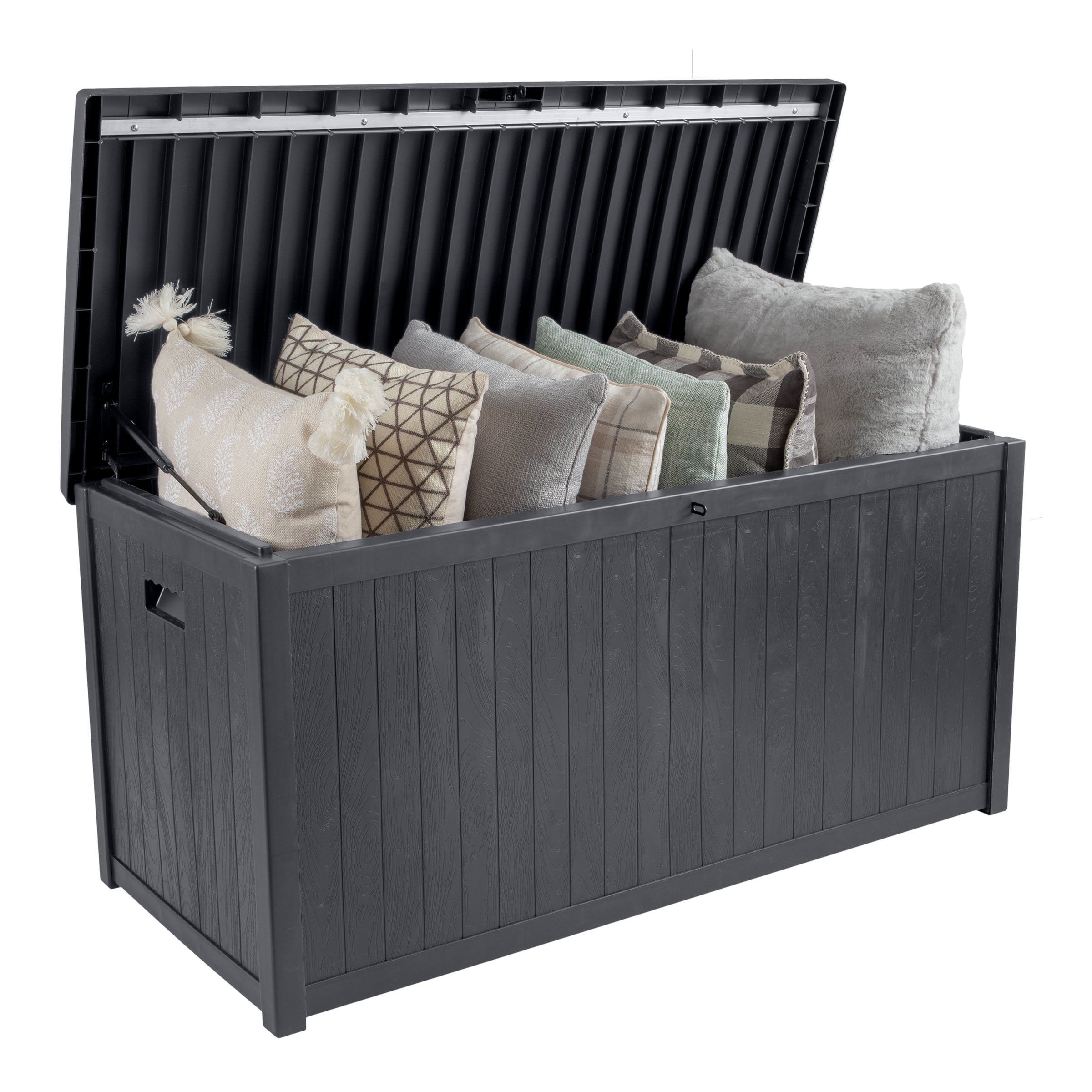 Pure Garden 113-Gallon Outdoor Storage Box - Durable Resin Deck Box, Gray