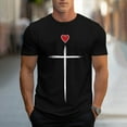 thumbnail image 2 of UVEASISHA Tshirts for Men Funny Novelty 3D Graphic Tees Short Sleeve Religious Faith T-Shirts Gift for Religious Believers Black L, 2 of 6