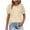Beige, variant on Women’S Swiss Dot Lace Puff Short Sleeve T-Shirt, Round Neck Pleated Front Casual Top, Soft Polyester Summer Daily Wear Blouse, 1 Piece, Sizes S Through XXL