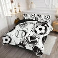 thumbnail image 4 of Twin Sports Comforter Set Black and White Ball Bedding Sets for Boys Girls Kids Teen 3D Soccer Basketball Baseball Football Design 5Pcs Bed in A Bag, 4 of 6