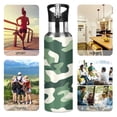 thumbnail image 7 of Yayeee 33oz Double Wall Stainless Steel Water Bottle with Flip Straw, Light Green Camouflage Design, 7 of 7