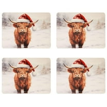 Set of 4 Christmas Highland Cow Placemats