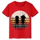 thumbnail image 3 of Camiseta de algodón roja de manga corta de verano para niños y niñas con estampado de cabeza grande de Sasquatch furtivo, 3 of 5