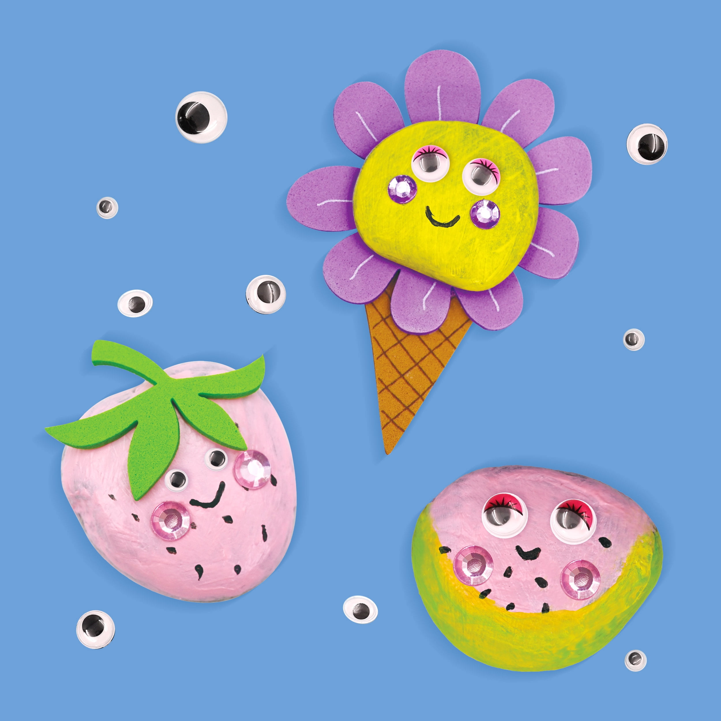 Hello Hobby Wiggle Eyes Case, Plastic, Round Shape, Assorted Sizes, Multicolor, 600 Pieces