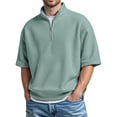 thumbnail image 3 of Waffle Polo Shirts for Men Summer Casual Fashion Short Sleeve Stand Collar Quarter Zip Pullover Plain Tshirts, 3 of 5