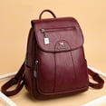 thumbnail image 2 of Mochilas de cuero suave para mujer, 7 colores, estilo vintage, para hombro, informales, de viaje, para la escuela, 2 of 5