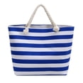 thumbnail image 2 of Beforeyayn Striped Beach Bag for Women - Large Canvas Tote with Rope Handles, Summer Vacation Shoulder Bag, Blue and White Pool Party Handbag, 2 of 6