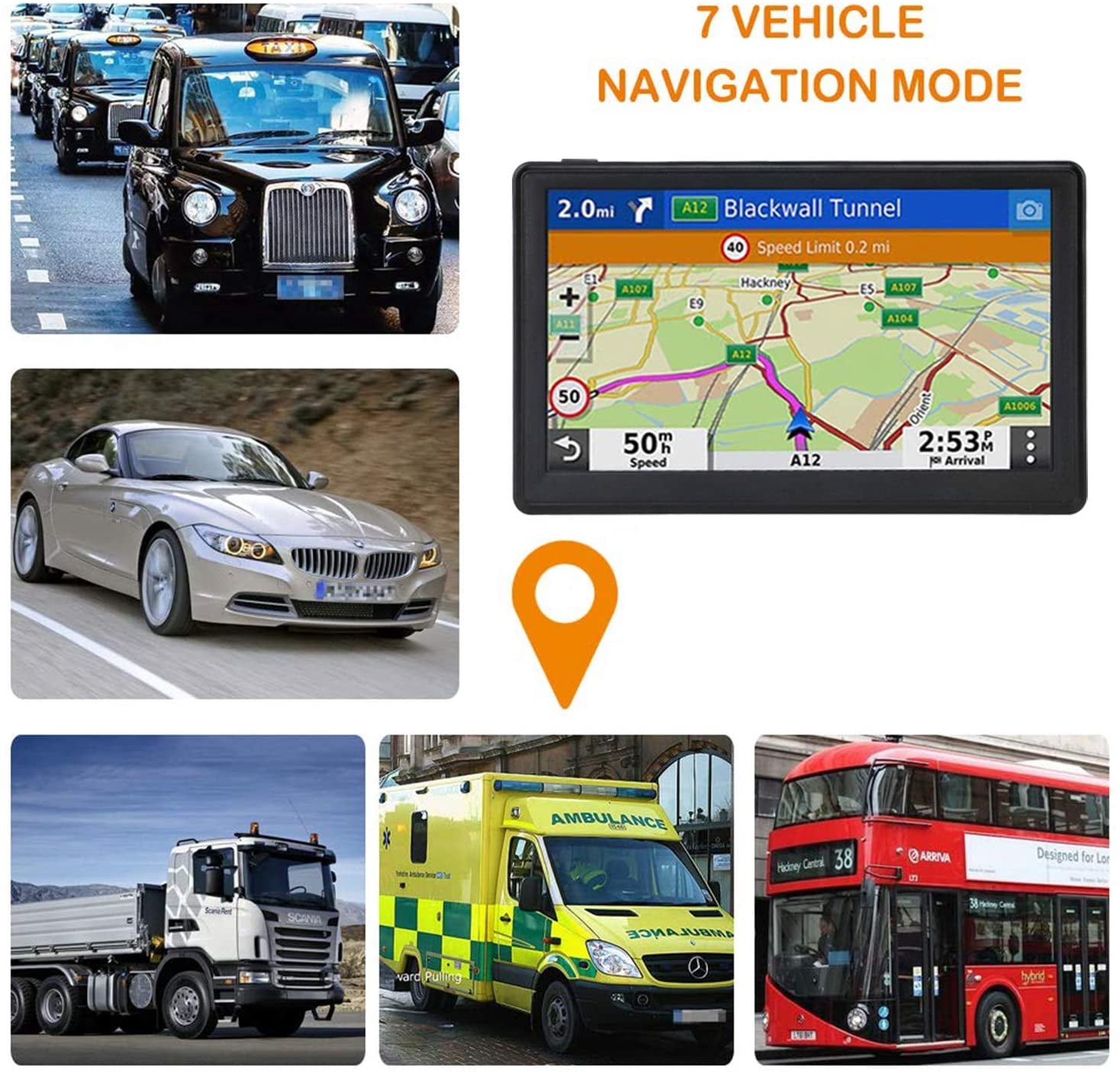 GPS Navigation for Car Truck,7 Inche Touchscreen Car GPS Navigator 8GB 256M with Voice Guidance and Speed Camera Warning Auto GPS with Lifetime Free Map Update