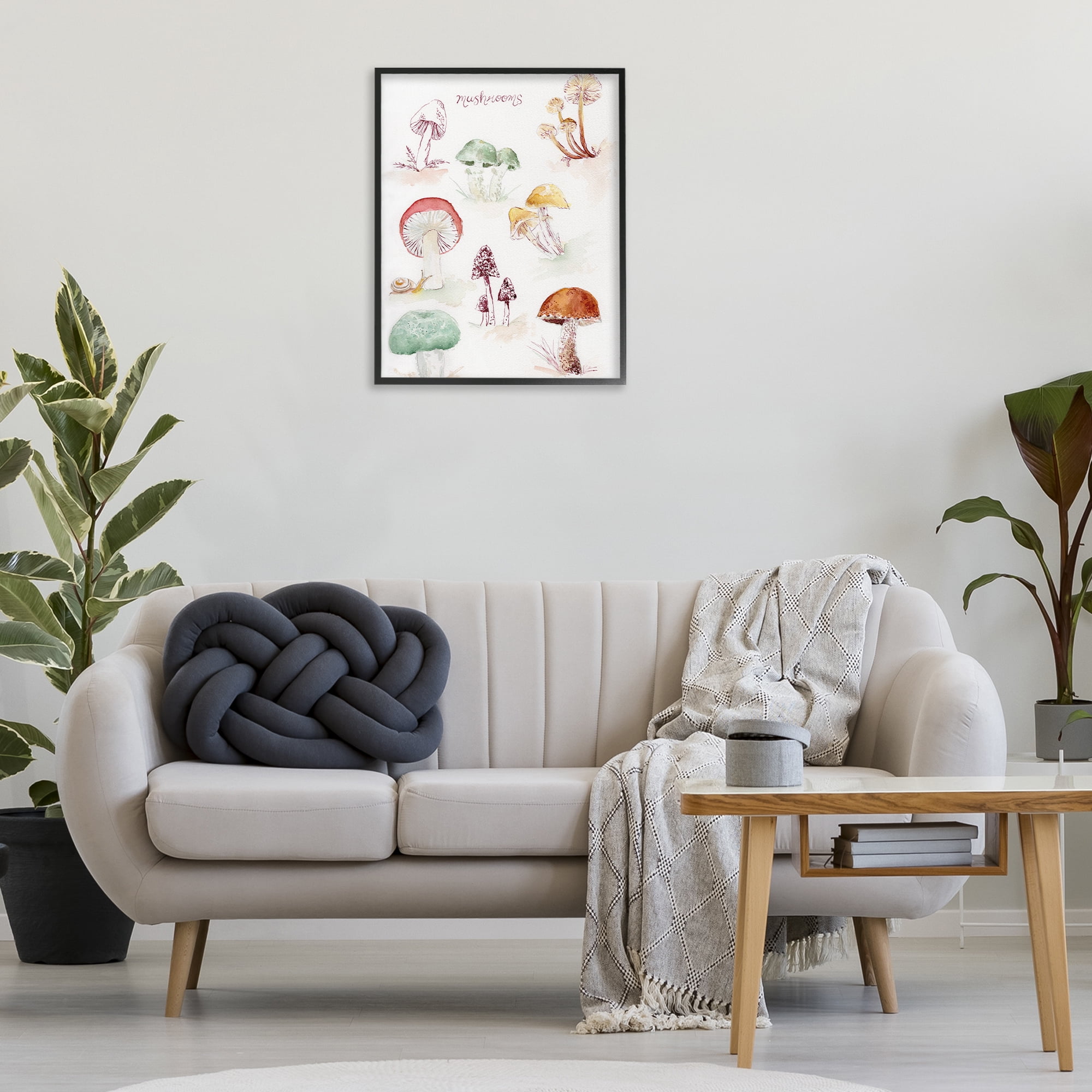 Stupell Industries Types Of Mushrooms Botanical & Floral Painting Black Framed Art Print Wall Art, 24 x 30
