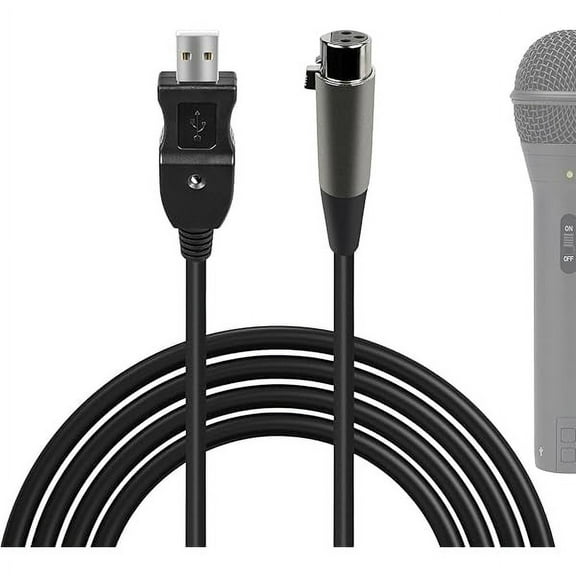 YJJSKEJI for Creators USB to XLR Female Microphone Cable 10 ft / 3 M, Compatible with FIFINE K688, AmpliGame AM8, Shure MV7, Samson Technologies Q2U, Rode PodMic, Balanced Mic Cord (Black)