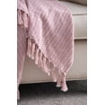 thumbnail image 6 of Weighted Blanket 50x60" Decorative Pink and Tan Cotton Throw Blanket with Tassels, 2 Pack,Fleece Blankets, 6 of 7
