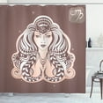 thumbnail image 1 of Zodiac Virgo Shower Curtain, Mythological Woman Portrait with Tribal Hairstyle Female Virgo, Fabric Bathroom Set with Hooks, 69W X 84L Inches Extra Long, Warm Taupe Peach and White, by Ambesonne, 1 of 3