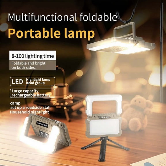 mtvxesu 3-In-1 Led Camping Light Usb Rechargeable Foldable Portable Work Light Adjustable Warm/Cool/Yellow Light Ipx4 Waterproof Magnetic Base & Hanging Hook 1 Pack