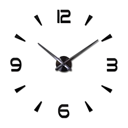 DESIGNICE 2026 New 3 D Diy Wall Clock Modern Design Mirror Surface Home Decor (Black) for Living