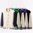 thumbnail image 2 of Autumn/Winter 380g Solid Color Heavyweight Thick Cotton Jacket Baseball Style Japanese Loose Drop Shoulder Men's Sweatshirt Couple Outfit, 2 of 4