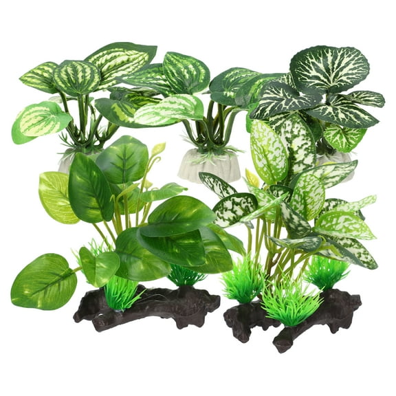 1 Set Aquarium Plastic Plants Driftwood Betta Silk Plants Silk Aquarium Plants for Betta Fish Green 5pcs