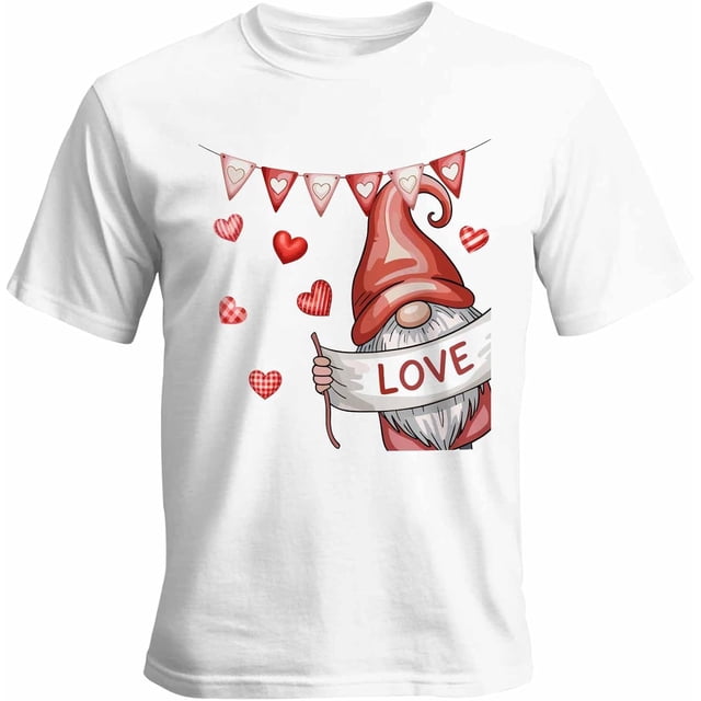 Camisetas para hombre, camisetas casuales de manga corta con diseño de gnomo de amor para San Valentín, camisetas gráficas para adolescentes, niños y hombres.