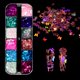 thumbnail image 3 of Lentejuelas holográficas brillantes para uñas, accesorios de decoración de manicura, copos de espejo láser, mariposa, 12 rejillas, 3 of 4