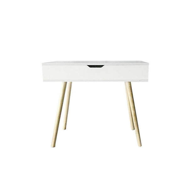 Bureau moderne avec rangement et miroir - Blanc