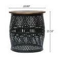 thumbnail image 5 of Rustic Mango Wood & Lace Cut Metal Side Table | Living Room End Table | Industrial Accent Table for Bedroom or Entryway, 5 of 9