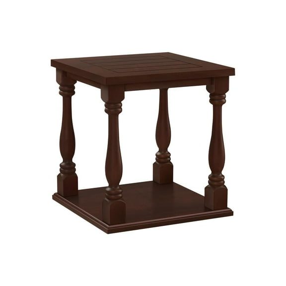 Accent Table, 2 Tier, End, Side Table, Square, Nightstand, Bedroom, Lamp, Brown Veneer, Traditional