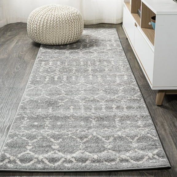 JONATHAN Y MOROCCAN HYPE 2 x 14 Runner Rug, Boho Vintage Diamond - Gray/Ivory, MOH101C-214