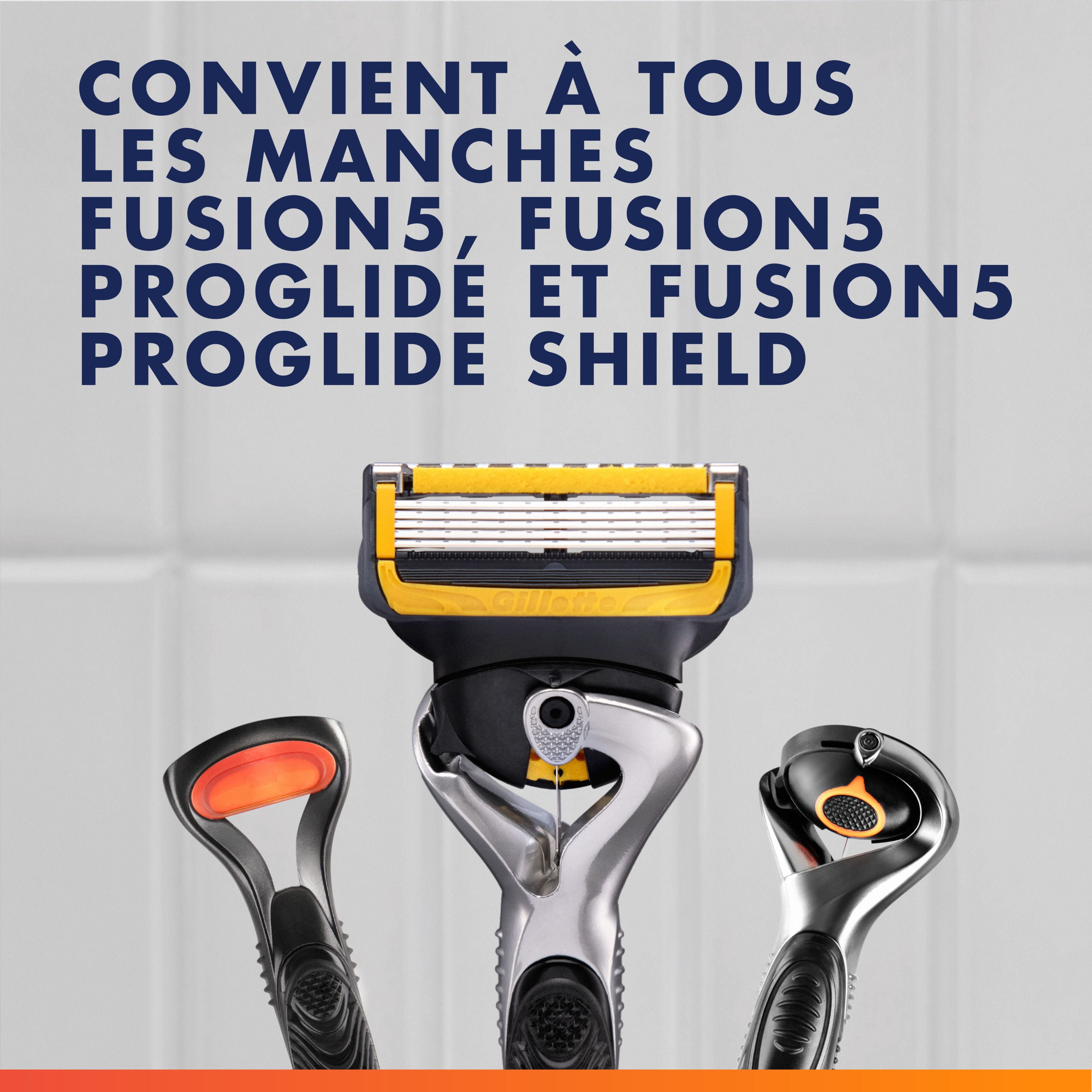 Cartouches de rechange de rasoir Gillette Fusion5ProGlide Défense pour hommes de rechange de rasoir pour manche de rasoir Flex-pivot, 2x plus de lubrification, lame de précision pour hommes